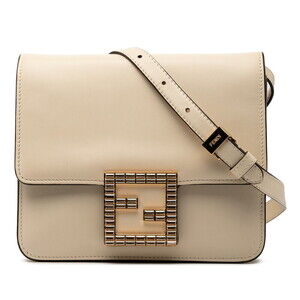 FENDI FAB shoulder bag white gold leather